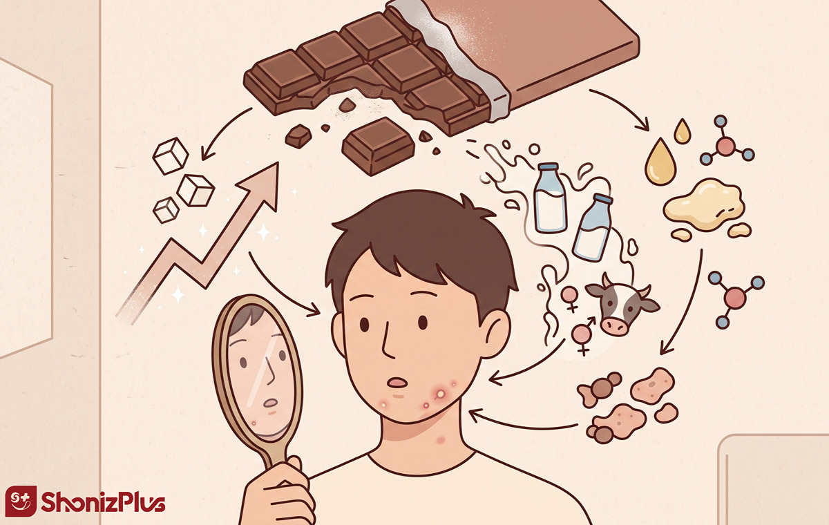 دلیل اصلی جوش زدن با شکلات: شکر و لبنیات