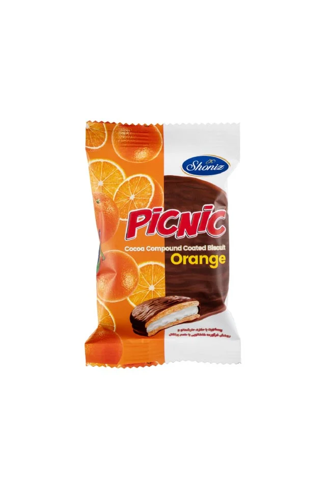 پیک نیک - بیسکویت مغزدار مارشمالوی پرتقالی با روکش کاکائو (26 گرم کارتن 60 عددی)