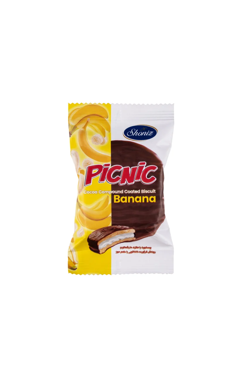 پیک نیک - بیسکویت مغزدار مارشمالوی موزی با روکش کاکائو (26 گرم کارتن 60 عددی)